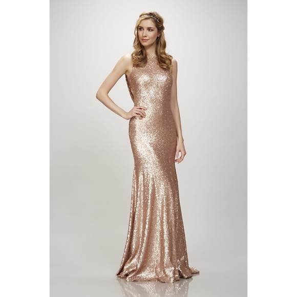 theia gold sequin dress Theia - 882298 Gilded Sequined Mesh Bodycon Dress main image 0
